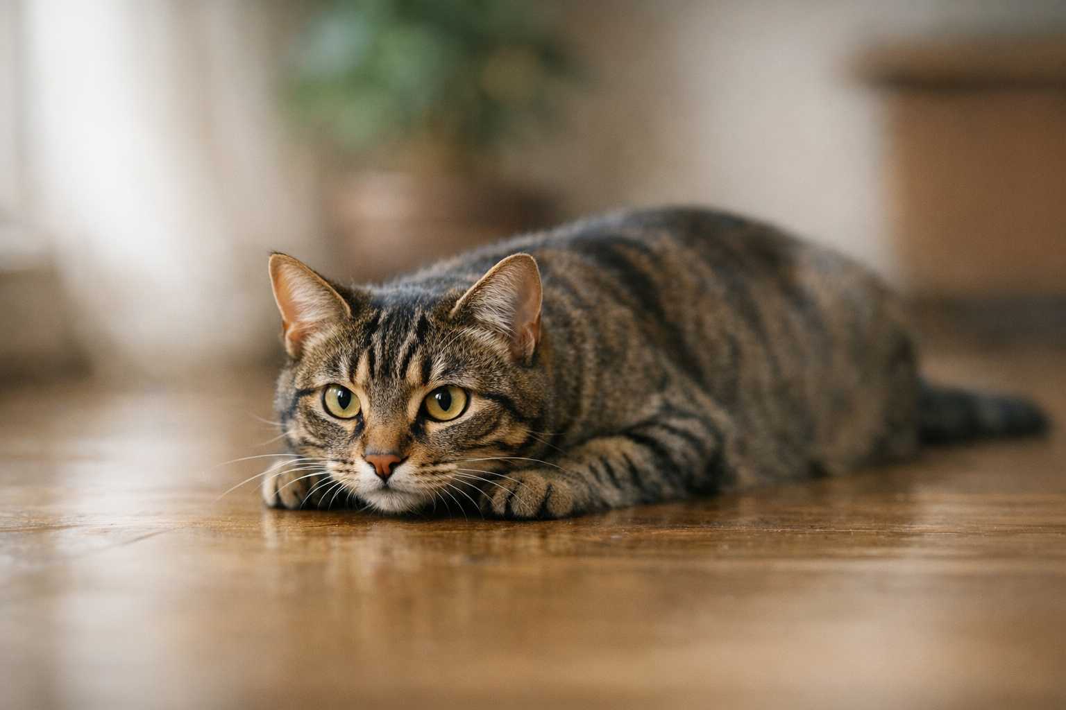 Cat Crouching Low to the Ground: Fear, Play or Predator Mode?